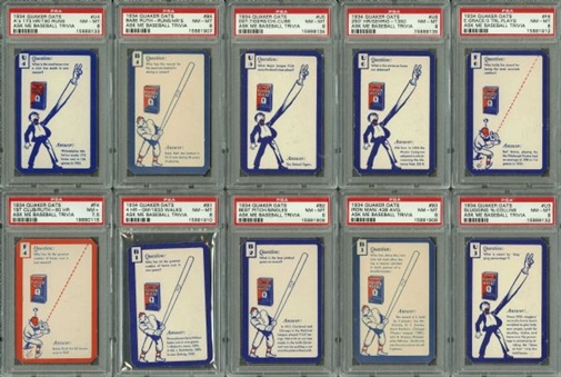 1934 Quaker Oats #1 All-Time Finest Complete PSA Graded Set of 26 Cards plus a Second Complete PSA Graded Set